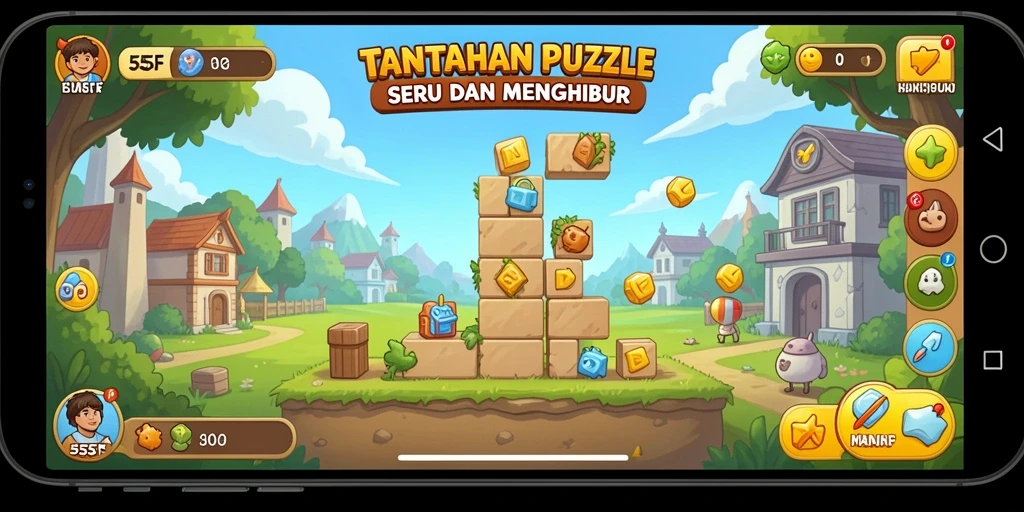 Tampilan gameplay 555F dengan tantangan puzzle yang menarik.