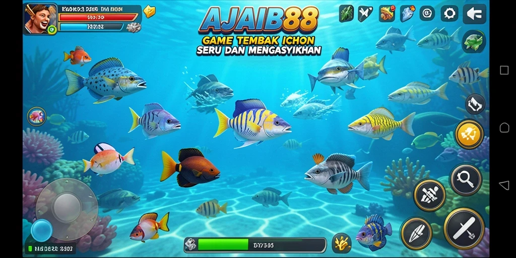 Screenshot gameplay AJAIB88 yang menunjukkan aksi tembak ikan yang seru.
