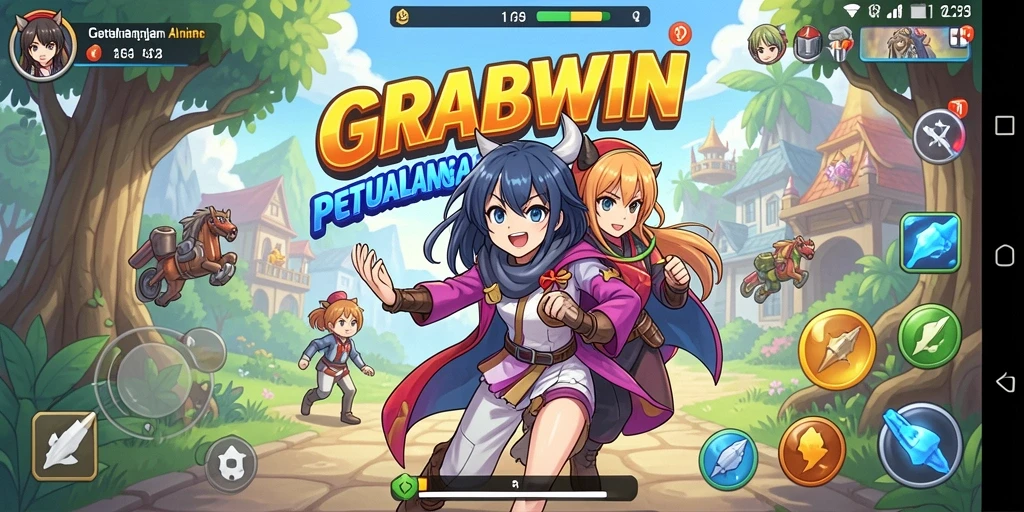 Tampilan gameplay seru di dunia Anime GRABWIN.