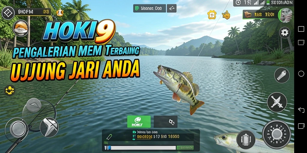 Screenshot gameplay HOKI9 menampilkan aksi memancing yang mendebarkan.