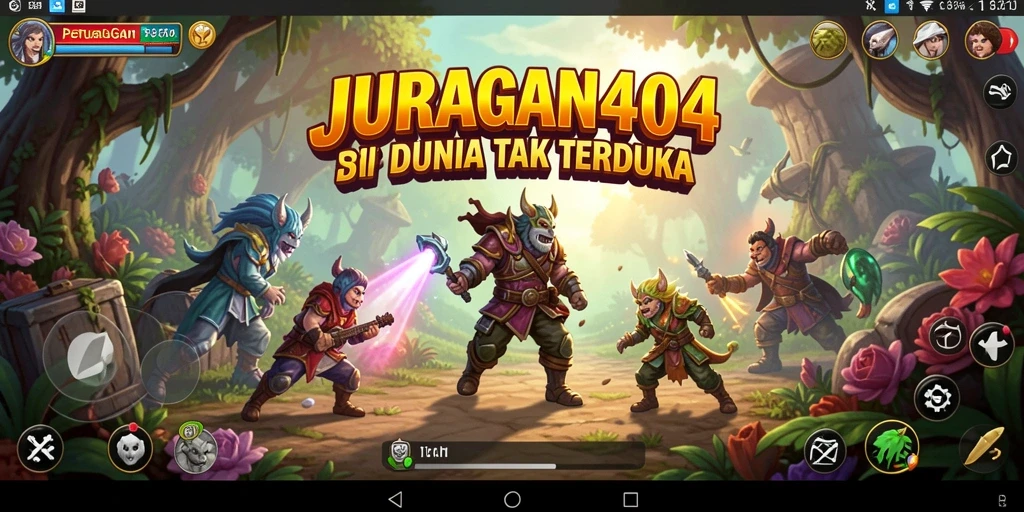 Screenshot utama JURAGAN404 menampilkan aksi petualangan yang mendebarkan.
