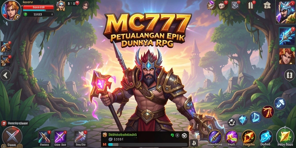 Screenshot utama MC777 menampilkan aksi pertempuran RPG yang mendebarkan.