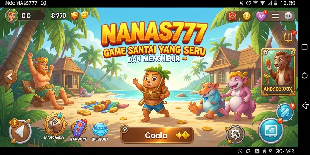 Screenshot utama NANAS777 menampilkan gameplay yang seru dan penuh warna.