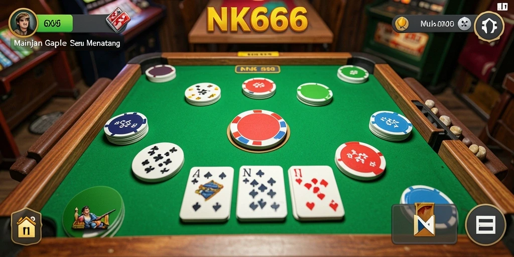 Screenshot gameplay seru NK666 dengan tampilan kartu Gaple.