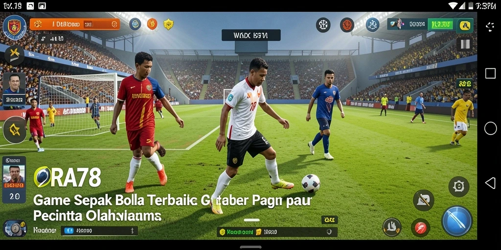 Screenshot gameplay ORA78 menunjukkan aksi sepak bola yang mendebarkan.