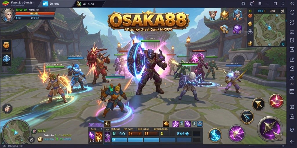 Screenshot OSAKA88 menampilkan aksi seru dalam pertempuran MMORPG.
