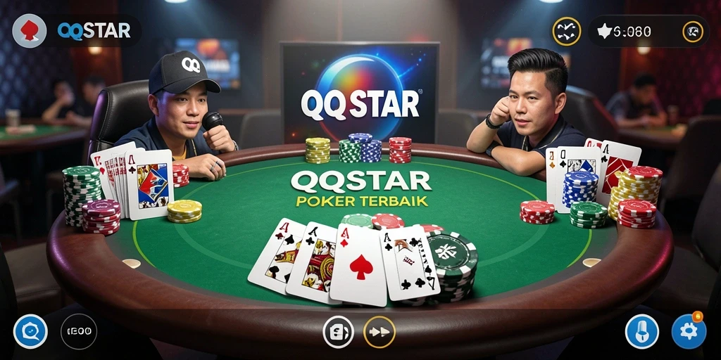 Tampilan gameplay seru di QQSTAR saat bermain Poker.